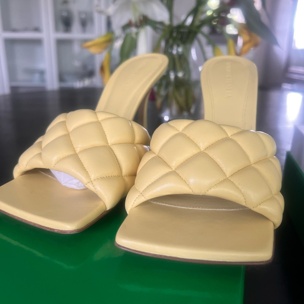 Bottega Veneta Lemon Yellow Padded Slide Sandals - Picture 11 of 11